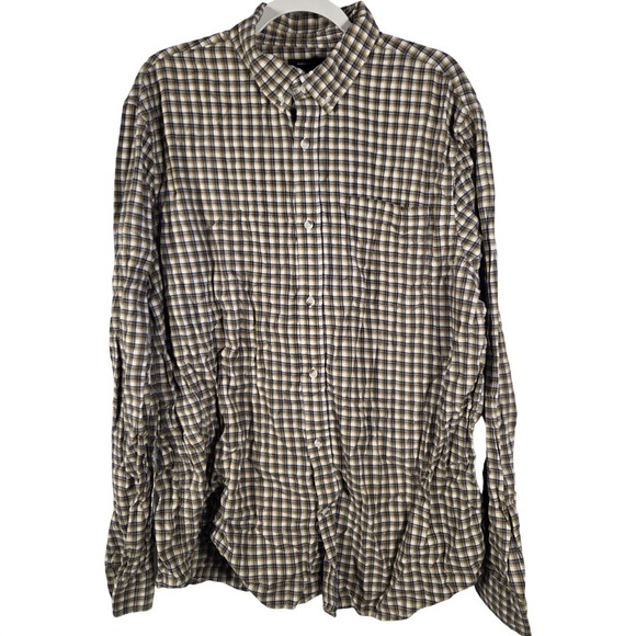 Banana Republic Other - Banana Republic Plaid Button Down Mens XL Tall Black Fern Untucked Fit‎ Casual